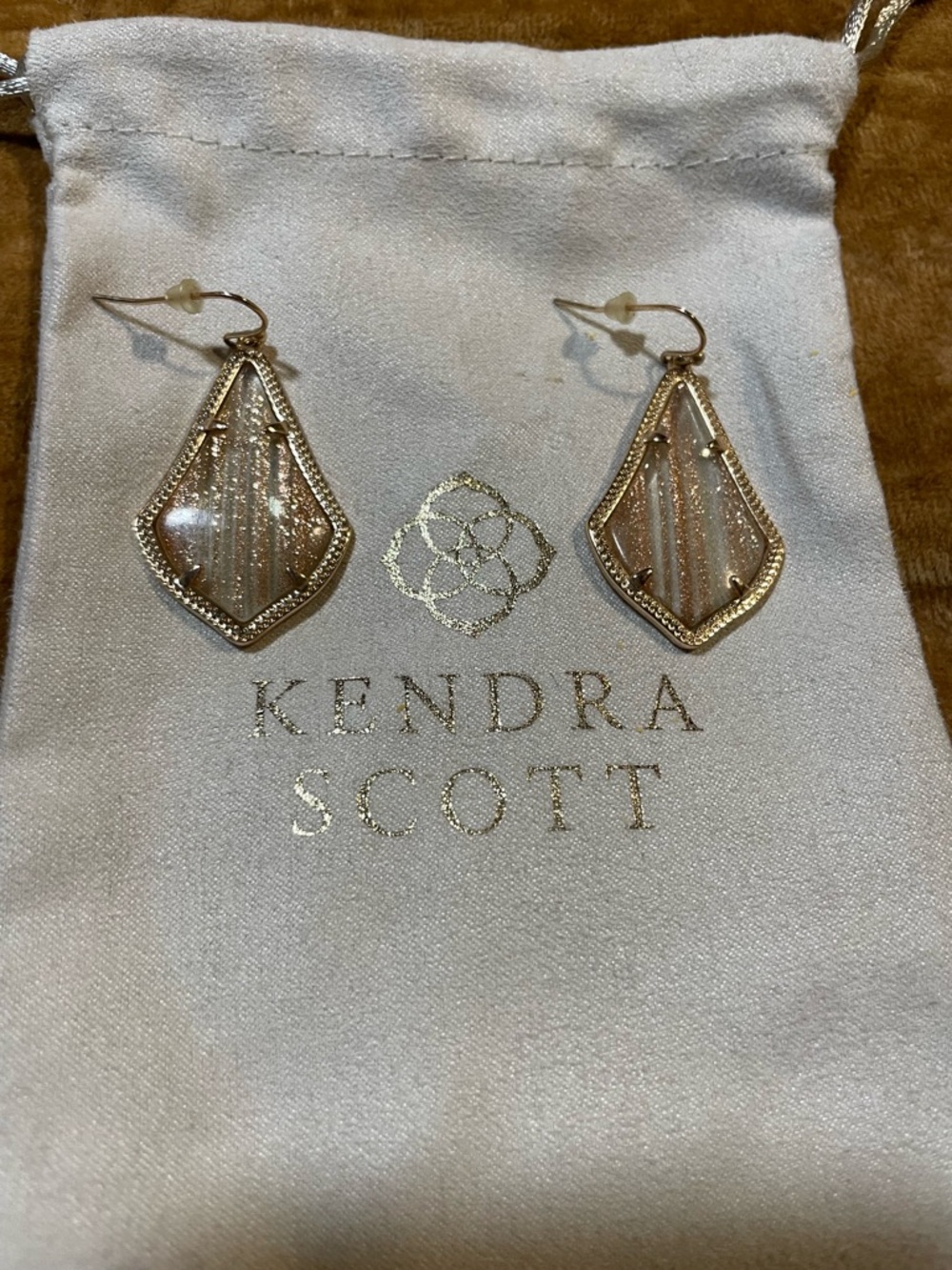Kendra Scott Alex Rose Gold Rose Dusted Glass Teardrop Shimmer Dangle Earrings